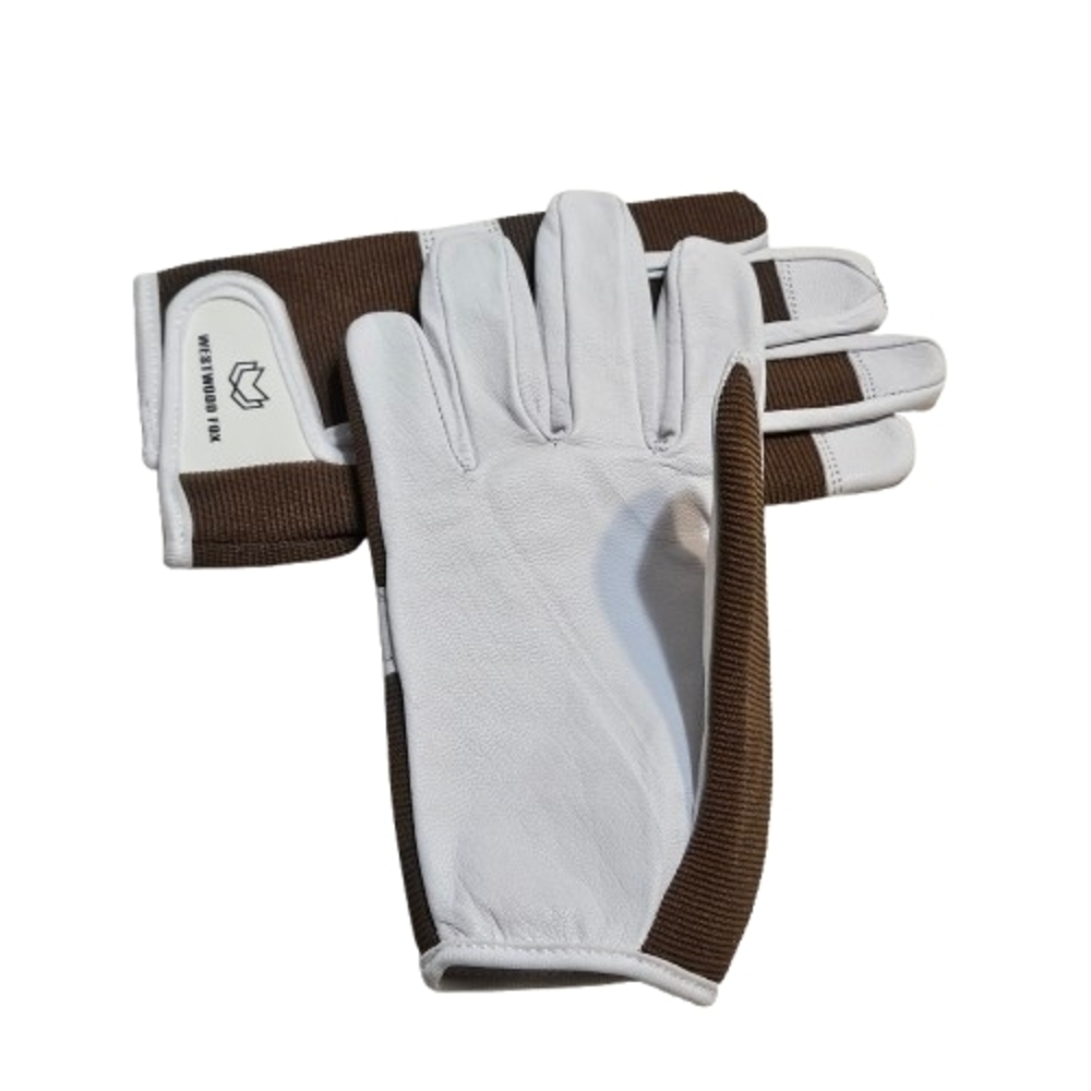 Men's White and Brown Gloves